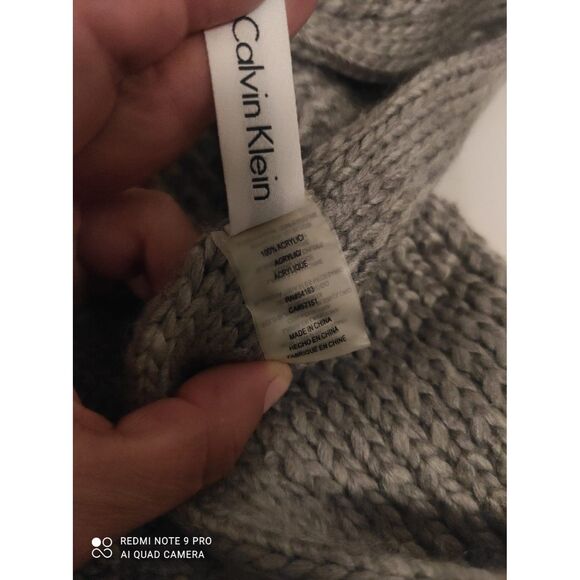 Calvin Klein Long Knit Pocket Scarf 100” Gray Thick Winter Wrap Acrylic - Picture 6 of 12